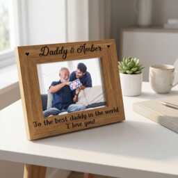 Personalized Daddy Photo Frame - Custom Name Engraved Wood Father's Day Gift From Kids - thumbnail 2