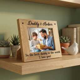 Personalized Daddy Photo Frame - Custom Name Engraved Wood Father's Day Gift From Kids - thumbnail 4