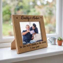 Personalized Daddy Photo Frame - Custom Name Engraved Wood Father's Day Gift From Kids - thumbnail 3