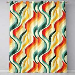 Wavy Stripes Color Flow Abstract Pattern Seamless Readymade Eyelet Ring Top Thermal 100% Blackout Curtains - thumbnail 2