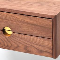 Solid Walnut Floating Nightstand With Double Drawers, Midcentury Bedside Table, Mid Century Modern - thumbnail 4