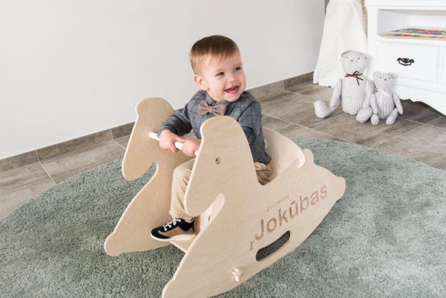Personalized Wood Rocking Horse, Christmas Gift Wooden Baby Swing For Porch Or Indoor, Custom Horse Ride On Toy, 1st Birthday Toddler - image 1