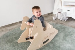 Personalized Wood Rocking Horse, Christmas Gift Wooden Baby Swing For Porch Or Indoor, Custom Horse Ride On Toy, 1st Birthday Toddler - thumbnail 1