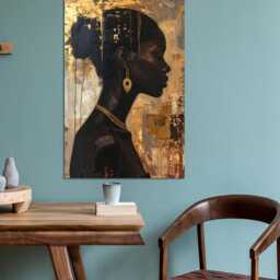 Elegant Abstract Woman Profile Canvas Print - Black & White Textured Wall Art, Mounted Canvas Print Ready To Hang - thumbnail 3