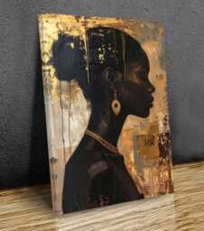 Elegant Abstract Woman Profile Canvas Print - Black & White Textured Wall Art, Mounted Canvas Print Ready To Hang - thumbnail 1