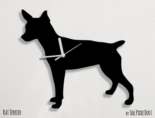Rat Terrier Dog - Wall Clock Silhouette - image 1