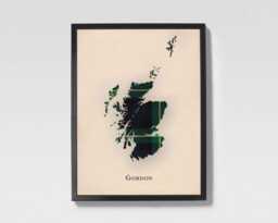 Clan Gordon Scottish Tartan Map - Of Scotland Family Wall Decor, Ready To Hang - thumbnail 1