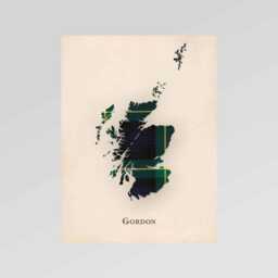 Clan Gordon Scottish Tartan Map - Of Scotland Family Wall Decor, Ready To Hang - thumbnail 2
