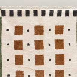 Custom Beni Ourain Rug - Handwoven Wool Berber Carpet, White Rust Geometric Shag - thumbnail 2