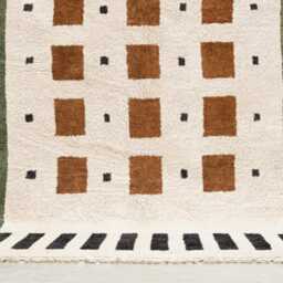 Custom Beni Ourain Rug - Handwoven Wool Berber Carpet, White Rust Geometric Shag - thumbnail 3