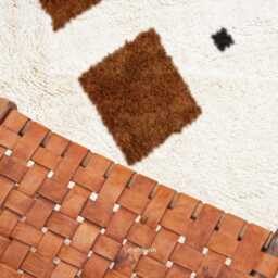 Custom Beni Ourain Rug - Handwoven Wool Berber Carpet, White Rust Geometric Shag - thumbnail 4