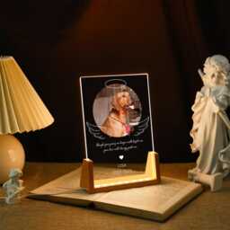 Personalized Loved One Picture Frame Memorial Night Light Gift, Customized Acrylic Plaque Led Lamp, Table Decoration For Loss Of - thumbnail 2