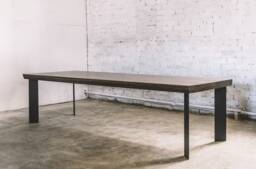 Handmade Oak Industrial Dining Table Custom Size Available - thumbnail 1
