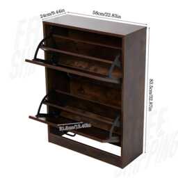 2 Drawer Shoe Rack Cabinet Wooden Storage Organizer Stand For Hallway Home - thumbnail 4