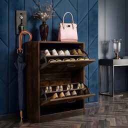 2 Drawer Shoe Rack Cabinet Wooden Storage Organizer Stand For Hallway Home - thumbnail 3