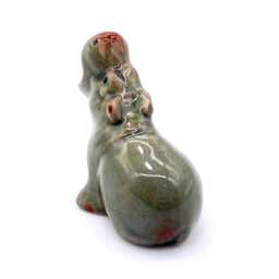 Miniature Ceramic Hippo Hippopotamus Animal Little Grey Brown Figurine Small Statue Tiny Decoration Hand Painted Collectible Figure - thumbnail 3