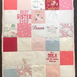 Personalised Pram Size Keepsake Quilt Memory Blanket - Made From Baby Clothes Or Sentimental Clothing - thumbnail 2