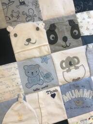 Personalised Pram Size Keepsake Quilt Memory Blanket - Made From Baby Clothes Or Sentimental Clothing - thumbnail 1