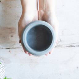 Handmade Round Concrete Plant Pot Modern Home Decor - thumbnail 2