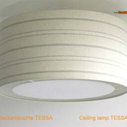 striped Ceiling Lamp in Linen Tessa With Light Edge Diffuser - thumbnail 2