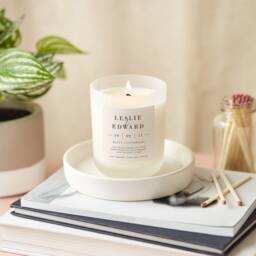 Personalised 1st Anniversary Frosted Candle Soy Wax, Paper Label