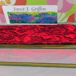 Iridescent Red Stained Glass Mirror With Beveled Corner - thumbnail 3