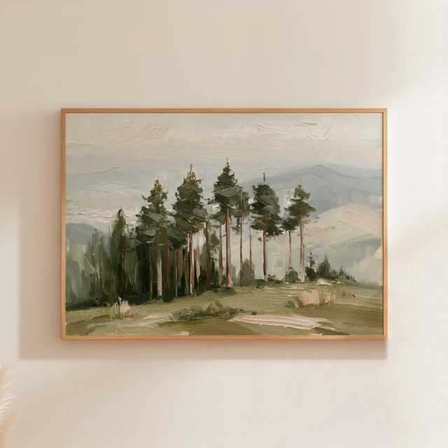 Cedar Forest Poster, Misty Valley Print, Nature Wall Art, Paper - image 1
