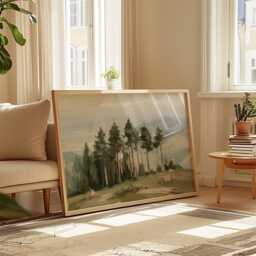 Cedar Forest Poster, Misty Valley Print, Nature Wall Art, Paper - thumbnail 4
