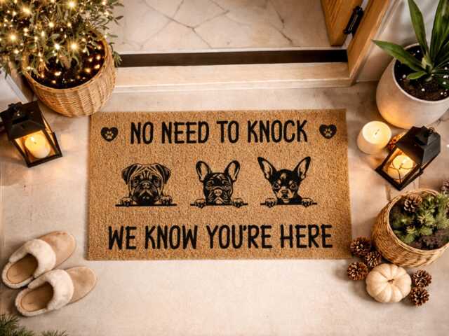 No Need To Knock Doormat - Funny Dog Barking Sign Humorous Pet Owner Gift - image 1