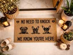 No Need To Knock Doormat - Funny Dog Barking Sign Humorous Pet Owner Gift - thumbnail 1