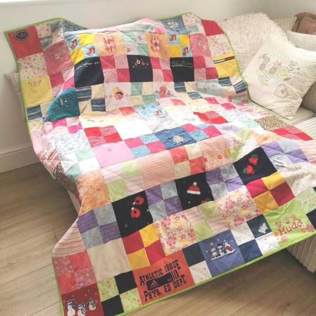 King Size Memory Quilt Made From Baby Clothes, Professionally Keepsake Blanket, Handmade Family Heirloom - image 1