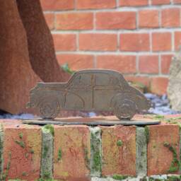 Rusty Metal Morris Minor Garden Decoration, Classic Car Gift - thumbnail 2