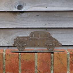 Rusty Metal Morris Minor Garden Decoration, Classic Car Gift - thumbnail 1