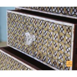 Wood Inlay Bedside Table Moroccan Nightstand - thumbnail 3