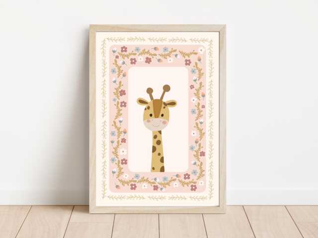 Pretty Floral Giraffe Print. Floral Safari Wall Art For Playrooms, Nurseries, Boys & Girls Rooms - image 1