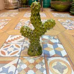 Handmade Ceramic Cactus Sculpture Green Spiked Boho Decor - thumbnail 3