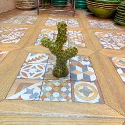 Handmade Ceramic Cactus Sculpture Green Spiked Boho Decor - thumbnail 2