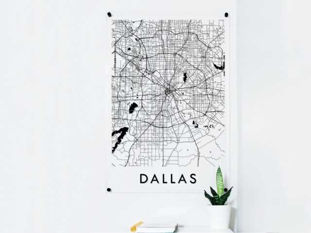 City Street Map Of Dallas Printed On Acrylic, Texas Minimalist For Your Wall - image 1