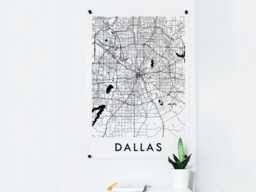 City Street Map Of Dallas Printed On Acrylic, Texas Minimalist For Your Wall - thumbnail 1
