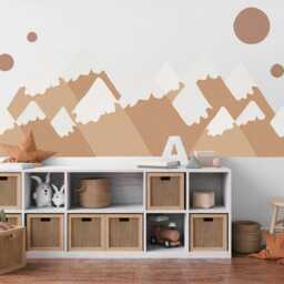 Boho Mountain Wall Decal For Nursery Neutral Sticker Woodland Decor Beige Scandinavian Art - thumbnail 2