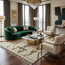Cream Wool Moroccan Rug - Tribal Geometric Boho Area Carpet With Yellow Accents - thumbnail 3