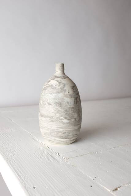 Marbled Stoneware Pottery Vase, Minimalist Home Decor - image 1