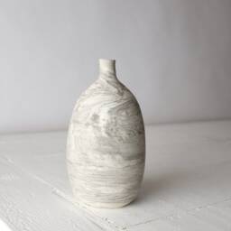 Marbled Stoneware Pottery Vase, Minimalist Home Decor - thumbnail 3