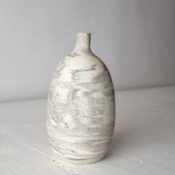 Marbled Stoneware Pottery Vase, Minimalist Home Decor - thumbnail 2