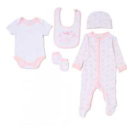 Baby Girl Gift Set - 5 Piece Bow Outfit - Personalised Or Plain Blanket Girl Gift Set - thumbnail 2