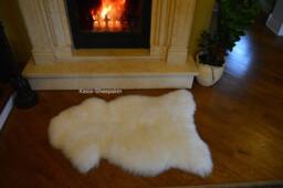 Genuine White Sheepskin Rug - Soft Natural Wool Scandinavian Home Decor - thumbnail 1