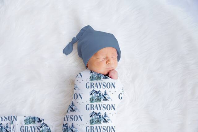 Mountains Personalized Swaddle, Baby Mountain Blanket, Custom Name Hospital Shower Gift, Toddler - image 1