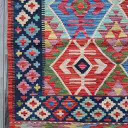 Heritage Kilim Rug, Handmade Artisan Afghan Turkish, Scandinavian, Navajo, Bohemian Flatweave, Natural Wool Multicolour Rug 193x145 cm - thumbnail 2