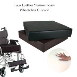 Wheelchair Memory Foam Faux Leather Cushion Pressure Relief Seat Pad Zipped Cover - thumbnail 1