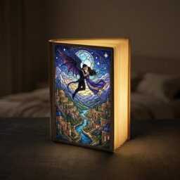 Acotar Book Lamp, Rhysand & Feyre Velaris Stained Glass Light, Sarah J Maas Bookish Night Court City Of Starlight Booklight - thumbnail 4